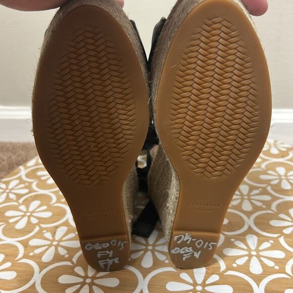 NWT Cole Haan Cloudfeel Hampton ankle tie espadrille wedge sandal in Black, 8.5 - Picture 10 of 11